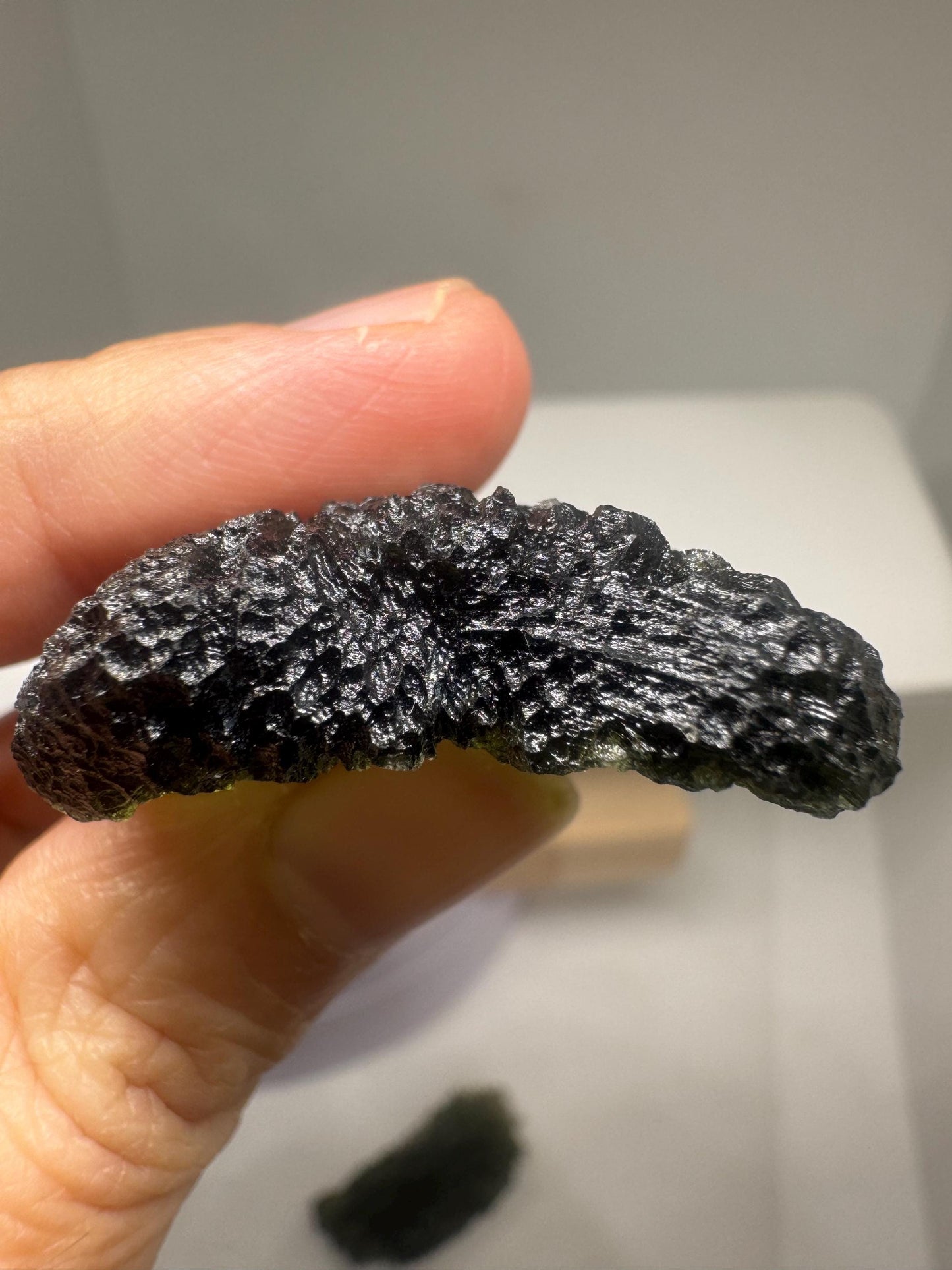 Chlum Moldavite: 17.85g Heart-Shaped Crystal with Unique Texture