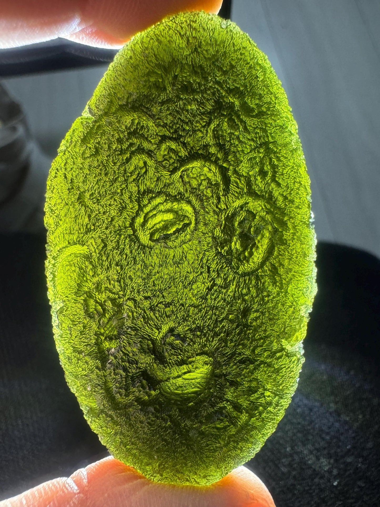 Authentic moldavite Zatacka 55.54g museum grade no damages. Rare size
