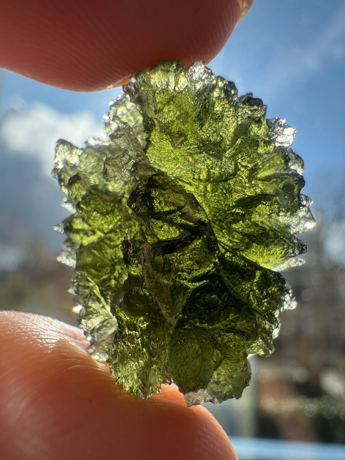 6.44g  Moldavite Besednice Jezkovna very rare , headhoge self standing