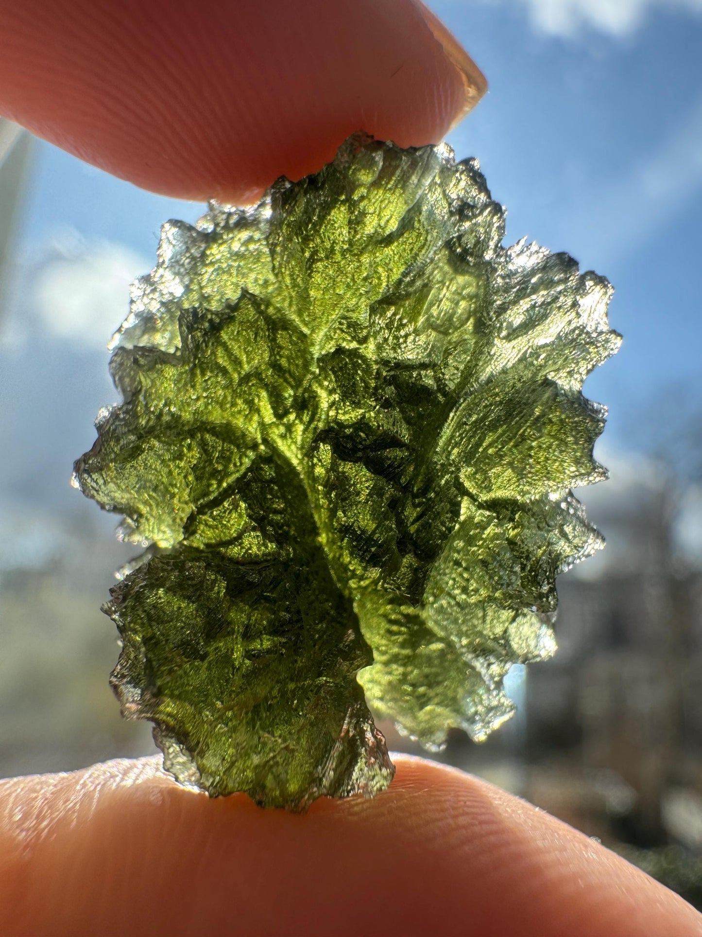 6.44g  Moldavite Besednice Jezkovna very rare , headhoge self standing
