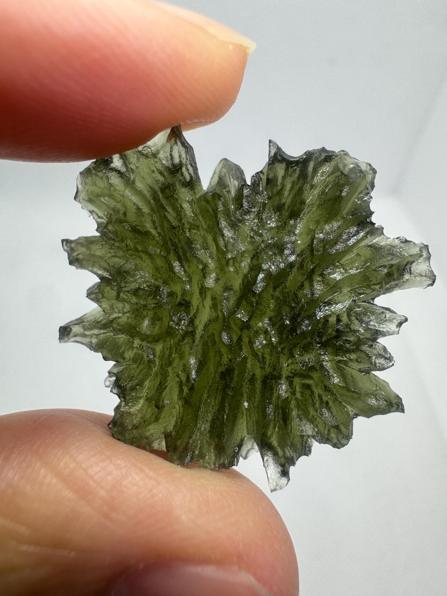 6.51g  Moldavite Besednice Jezkovna very rare , Angel butterfly shape headhoge texture