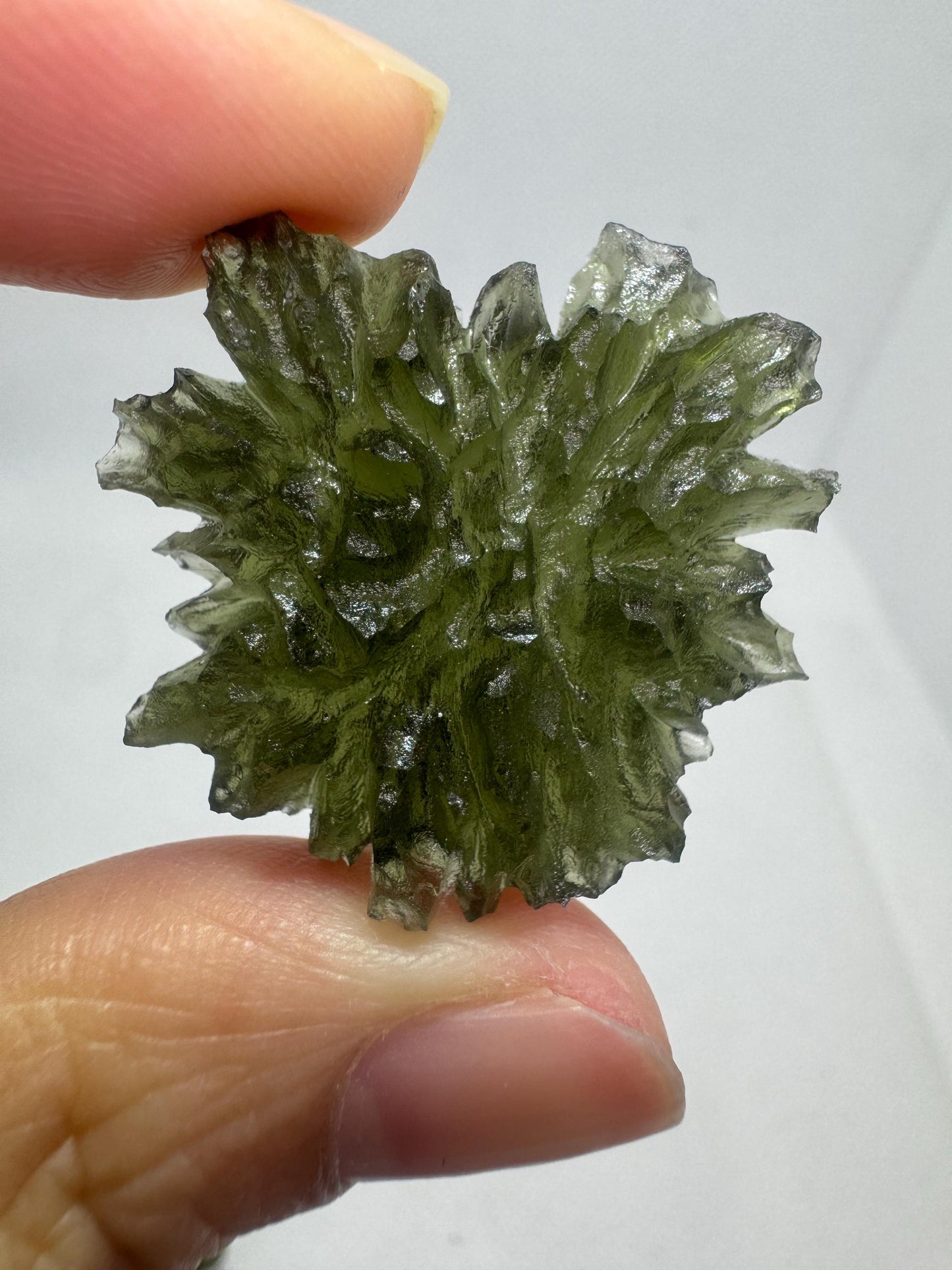 6.51g  Moldavite Besednice Jezkovna very rare , Angel butterfly shape headhoge texture