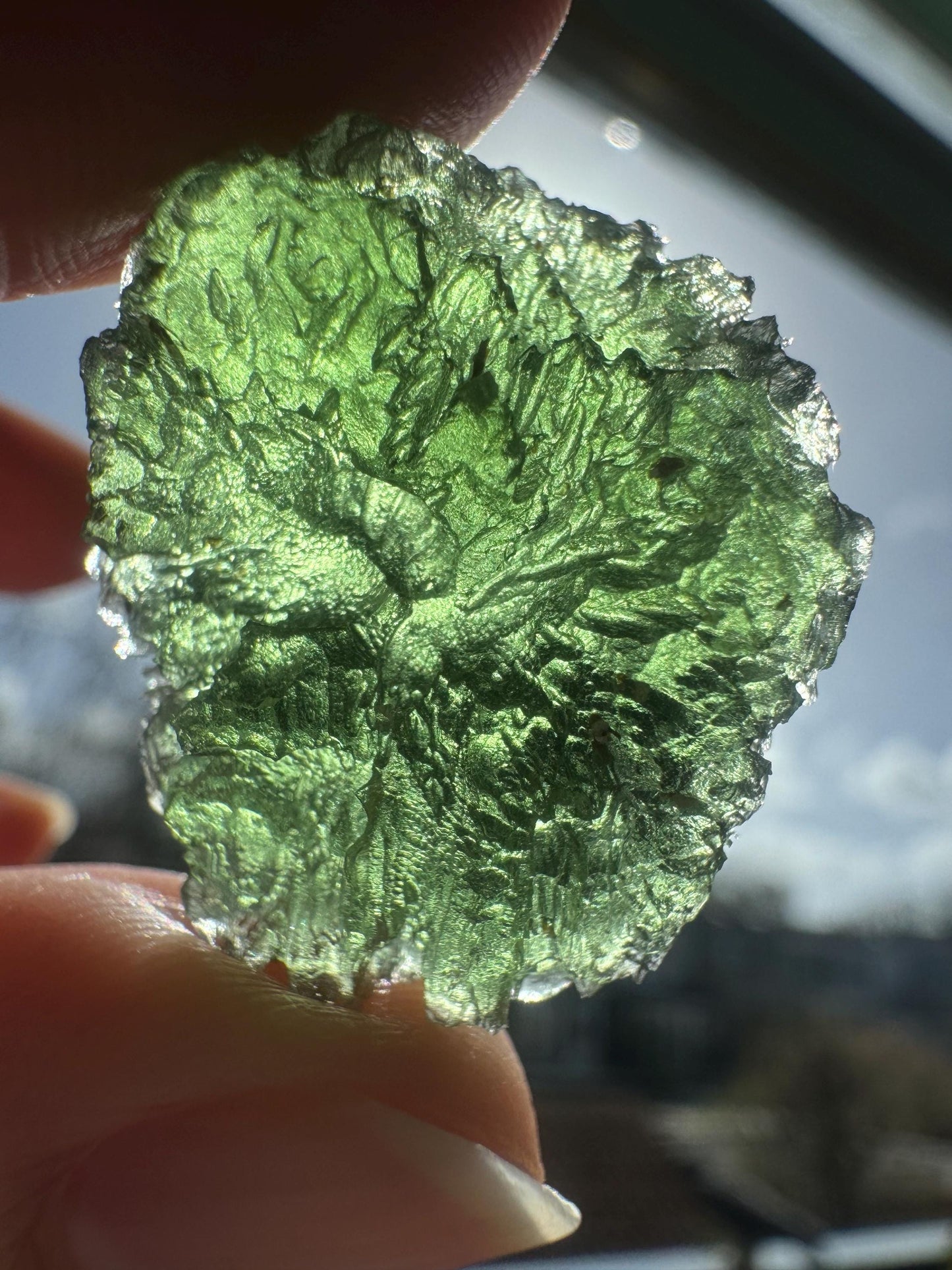 9.33g Authentic Moldavite Crystal, Chrastany Czech Republic poison green