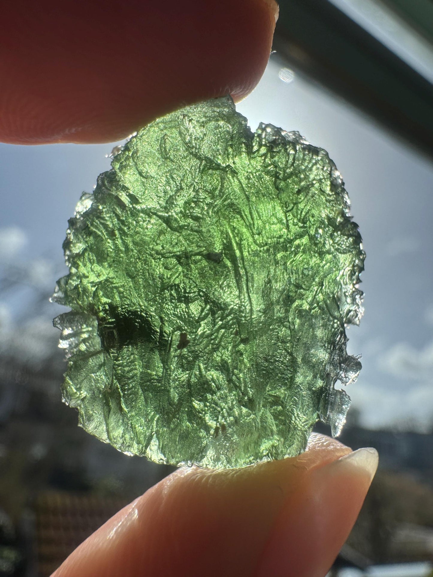 9.33g Authentic Moldavite Crystal, Chrastany Czech Republic poison green
