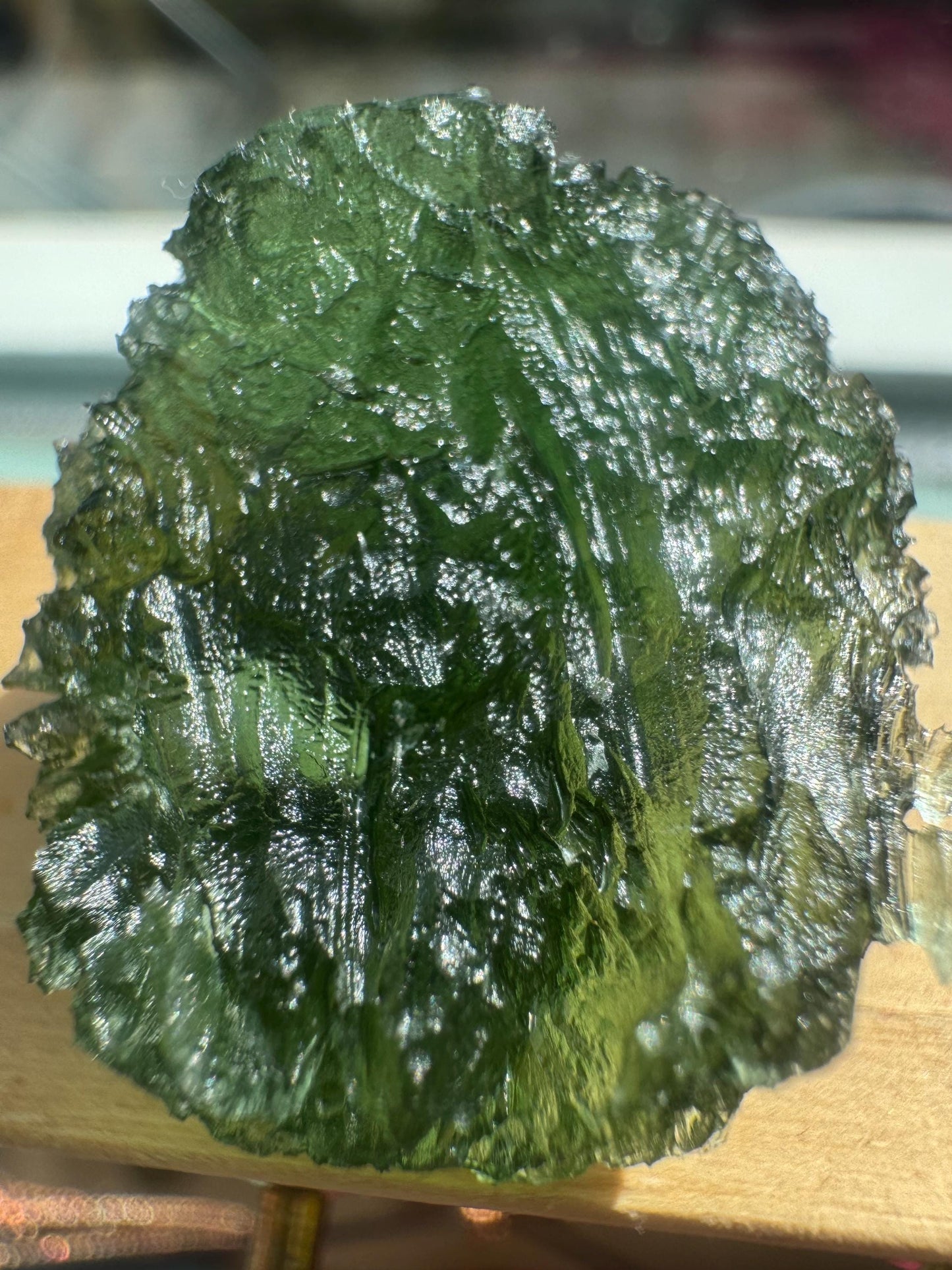 9.33g Authentic Moldavite Crystal, Chrastany Czech Republic poison green