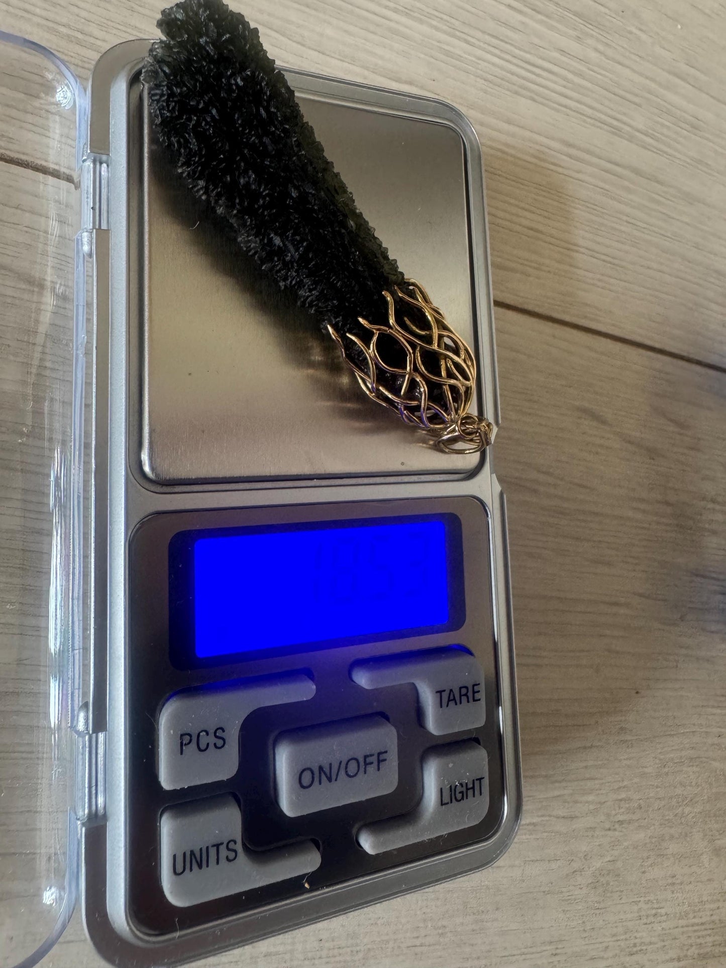 Museum Grade Moldavite Pendant: 18k Gold Drop, Super Rare 18.53g