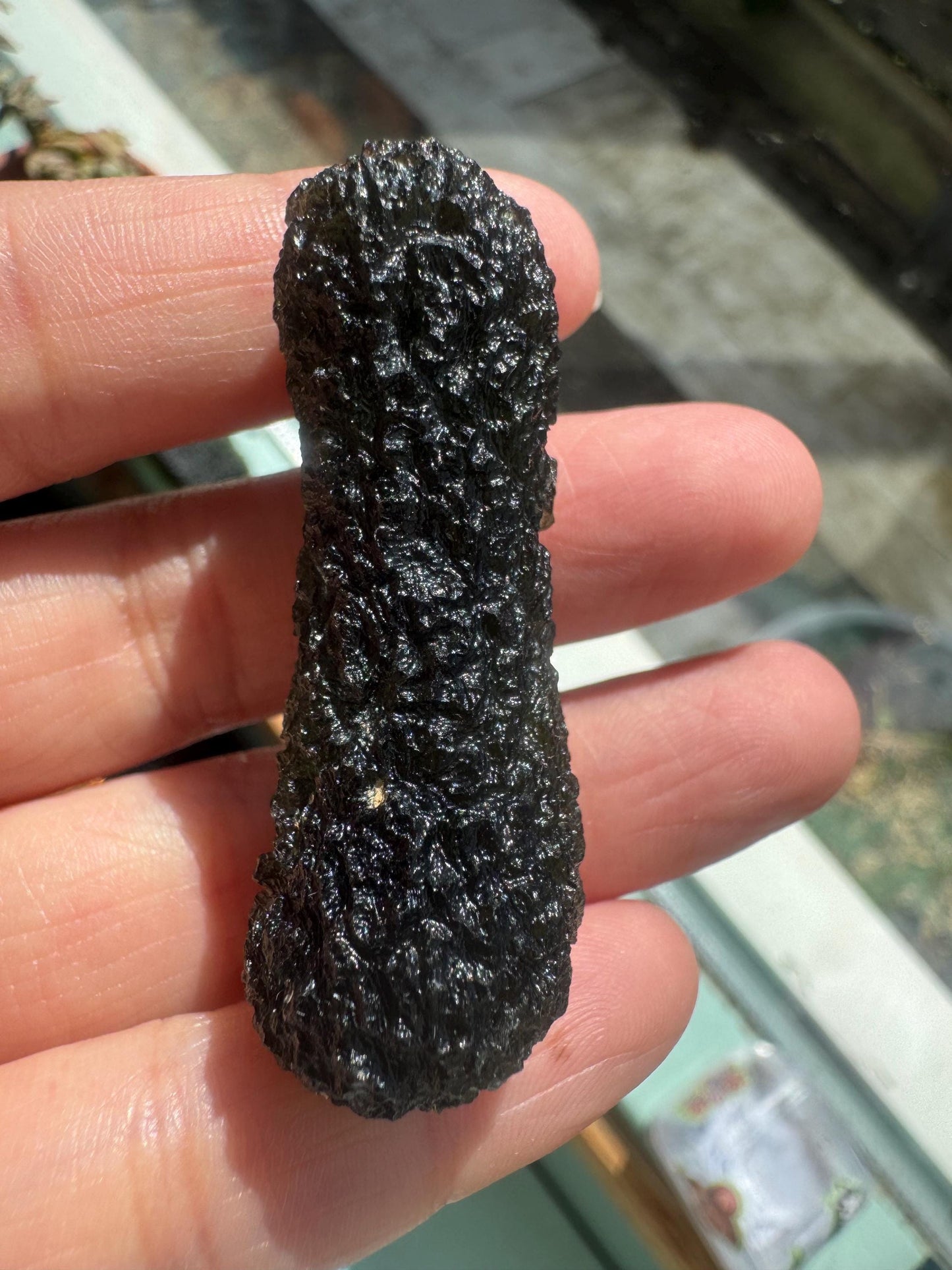 Authentic 17.80g Moldavite dumbbell chlum 1/10000  rare shape