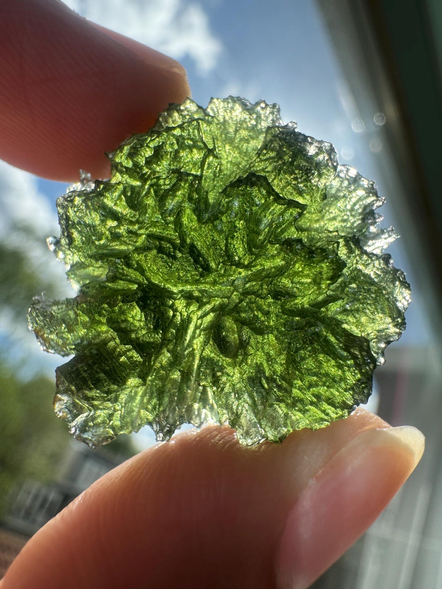 9.82g Authentic Maly Chlum Moldavite: Spiky Green Texture