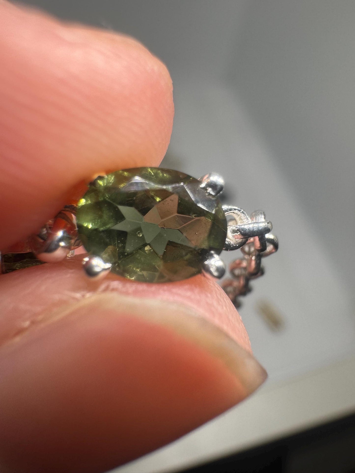 Sterling Silver Moldavite Bracelet: Genuine Crystal, Adjustable