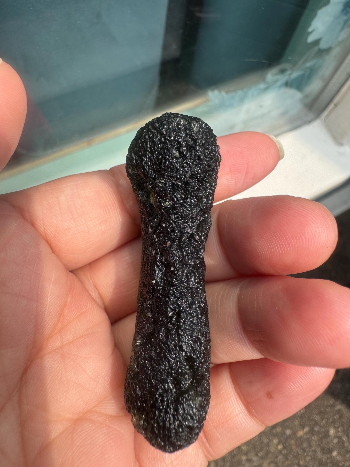 Authentic Moldavite dumbell shape 24.15g Zatacka location no damages AAA quality