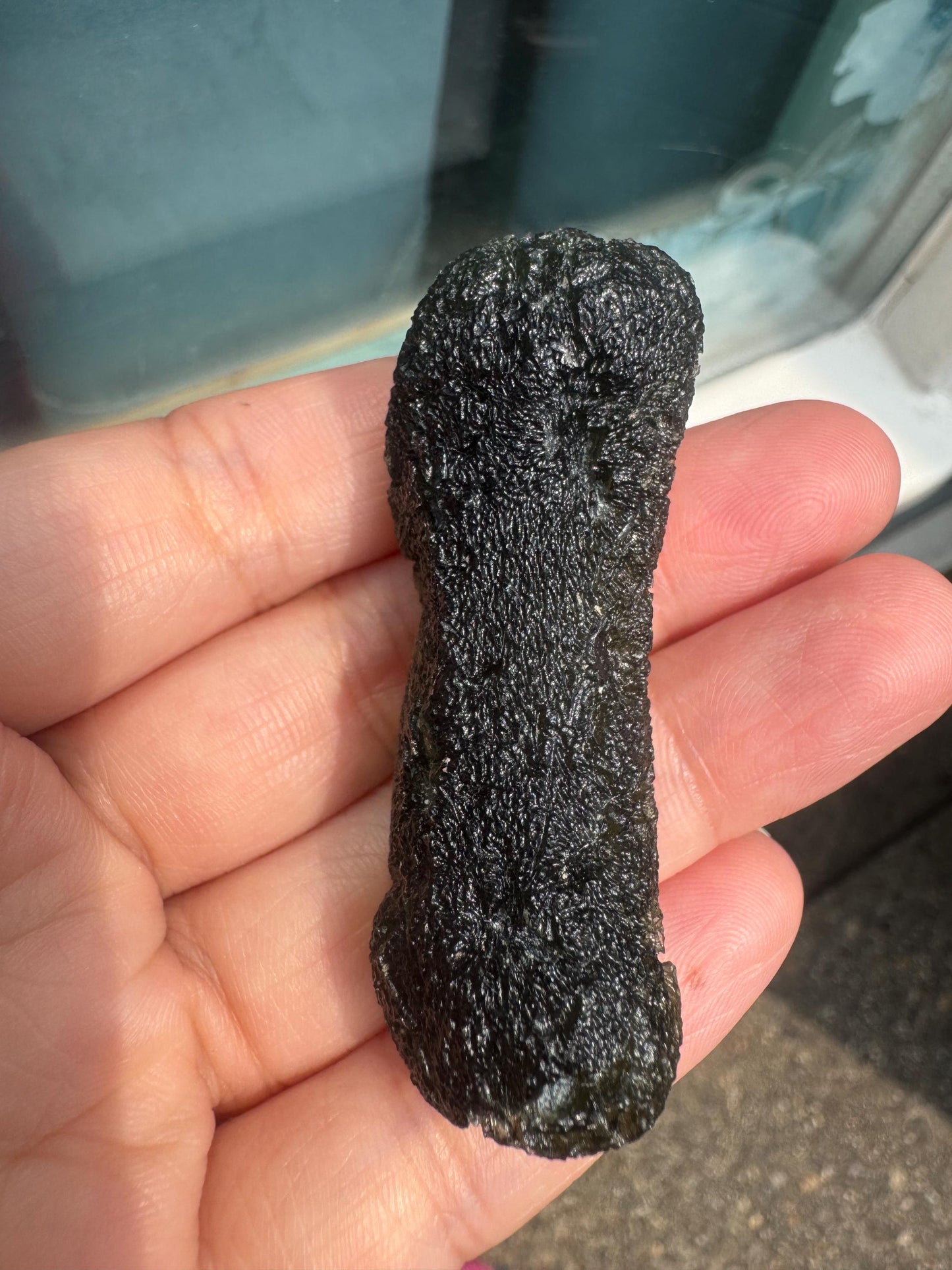 Authentic Moldavite dumbell shape 24.15g Zatacka location no damages AAA quality