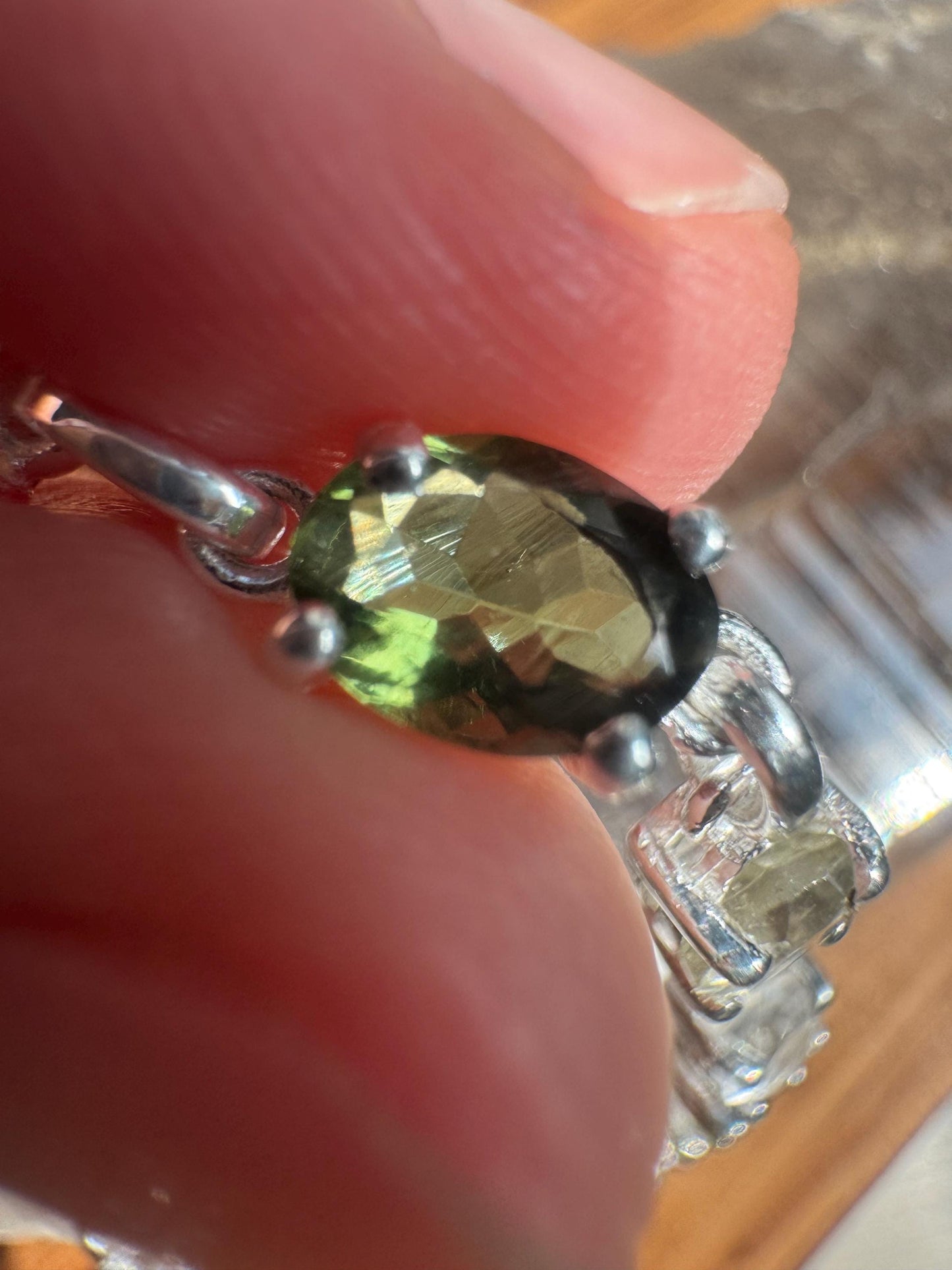 Sterling Silver Moldavite Bracelet: Genuine Crystal, Adjustable