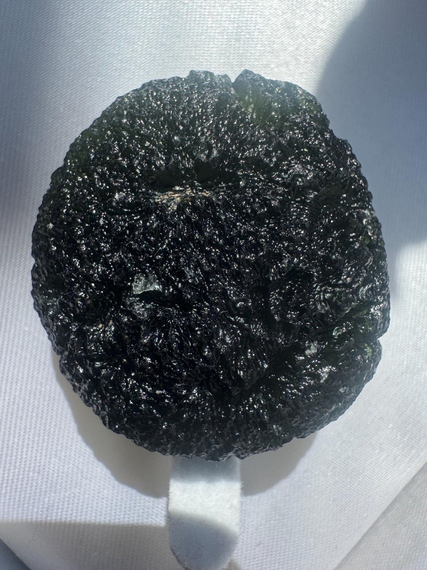 30.77g Authentic Forest Green Moldavite Disc: Czech Healing Crystal