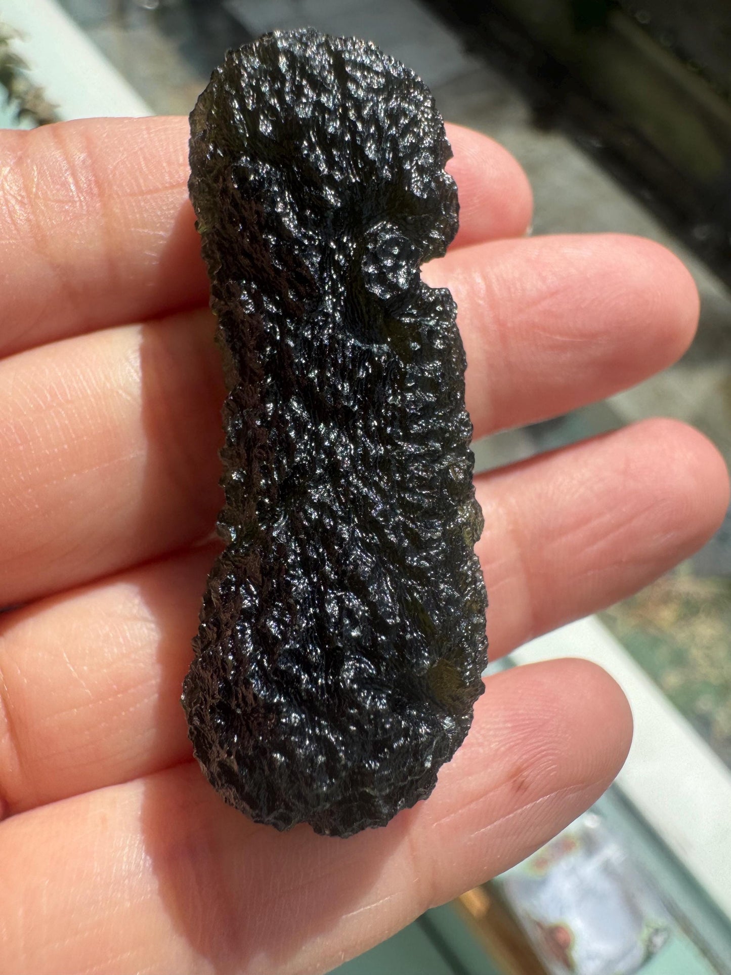 Authentic 17.80g Moldavite dumbbell chlum 1/10000  rare shape