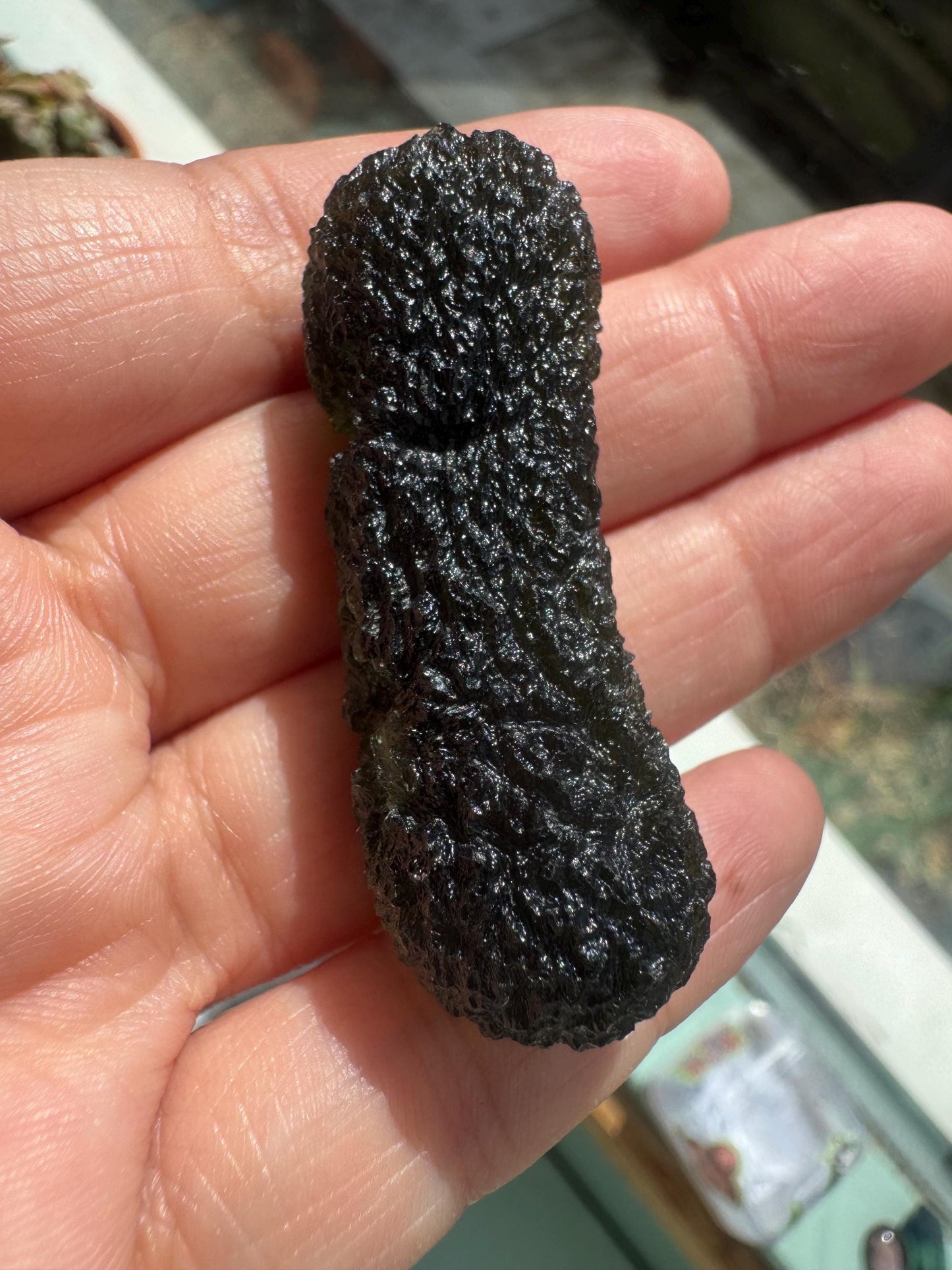 Authentic 17.80g Moldavite dumbbell chlum 1/10000  rare shape