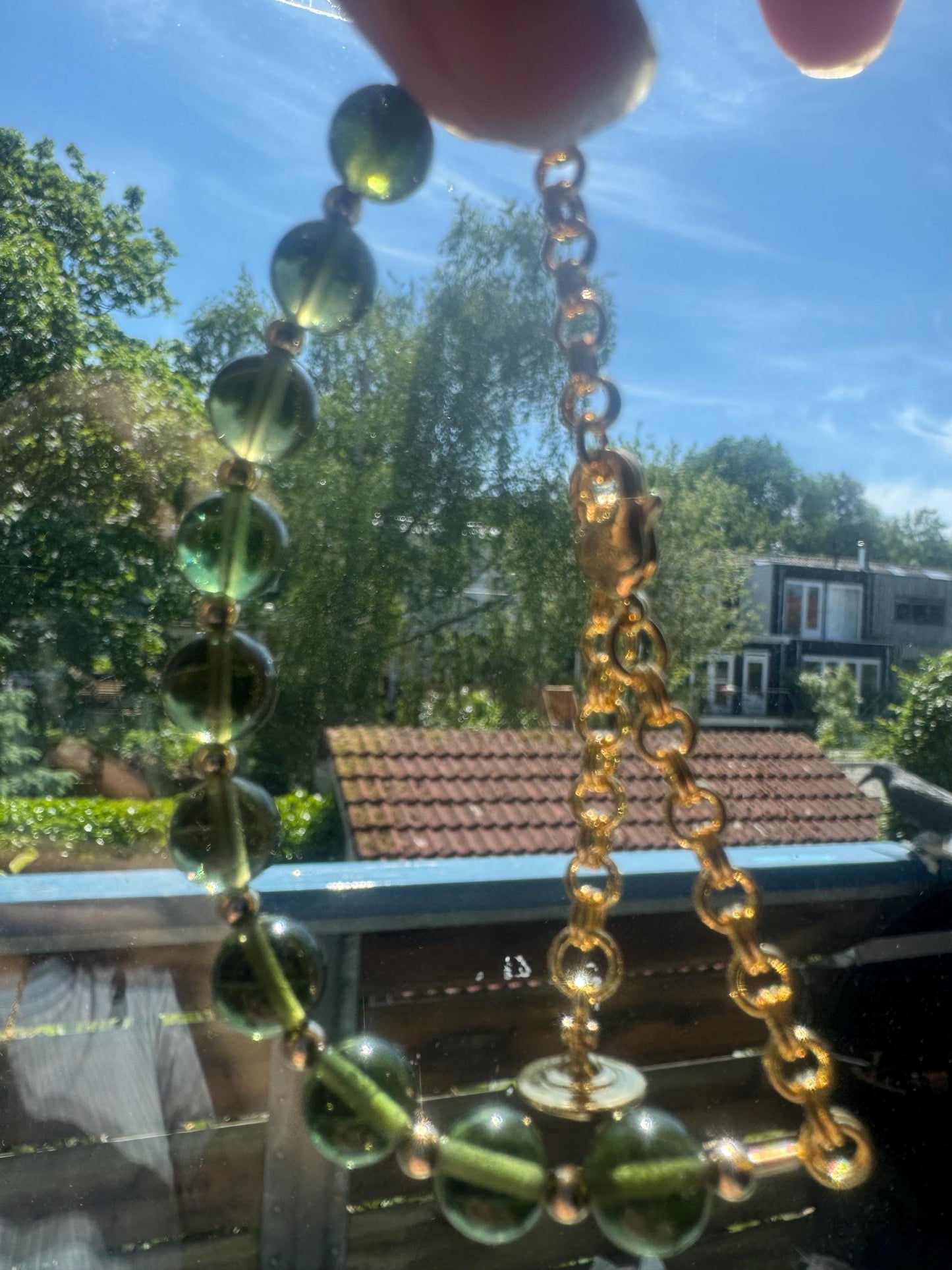 Authentic 7mm Moldavite Bead Bracelet: Gold Plated & Filled