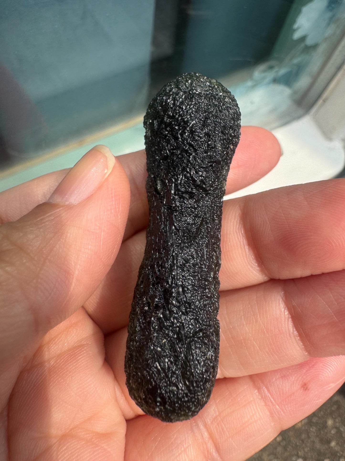 Authentic Moldavite dumbell shape 24.15g Zatacka location no damages AAA quality