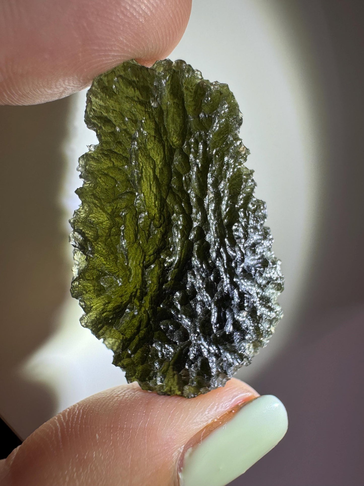 Authentic Moldavite Crystal: 10.44g Chlum Deep Texture, Czech Tektite