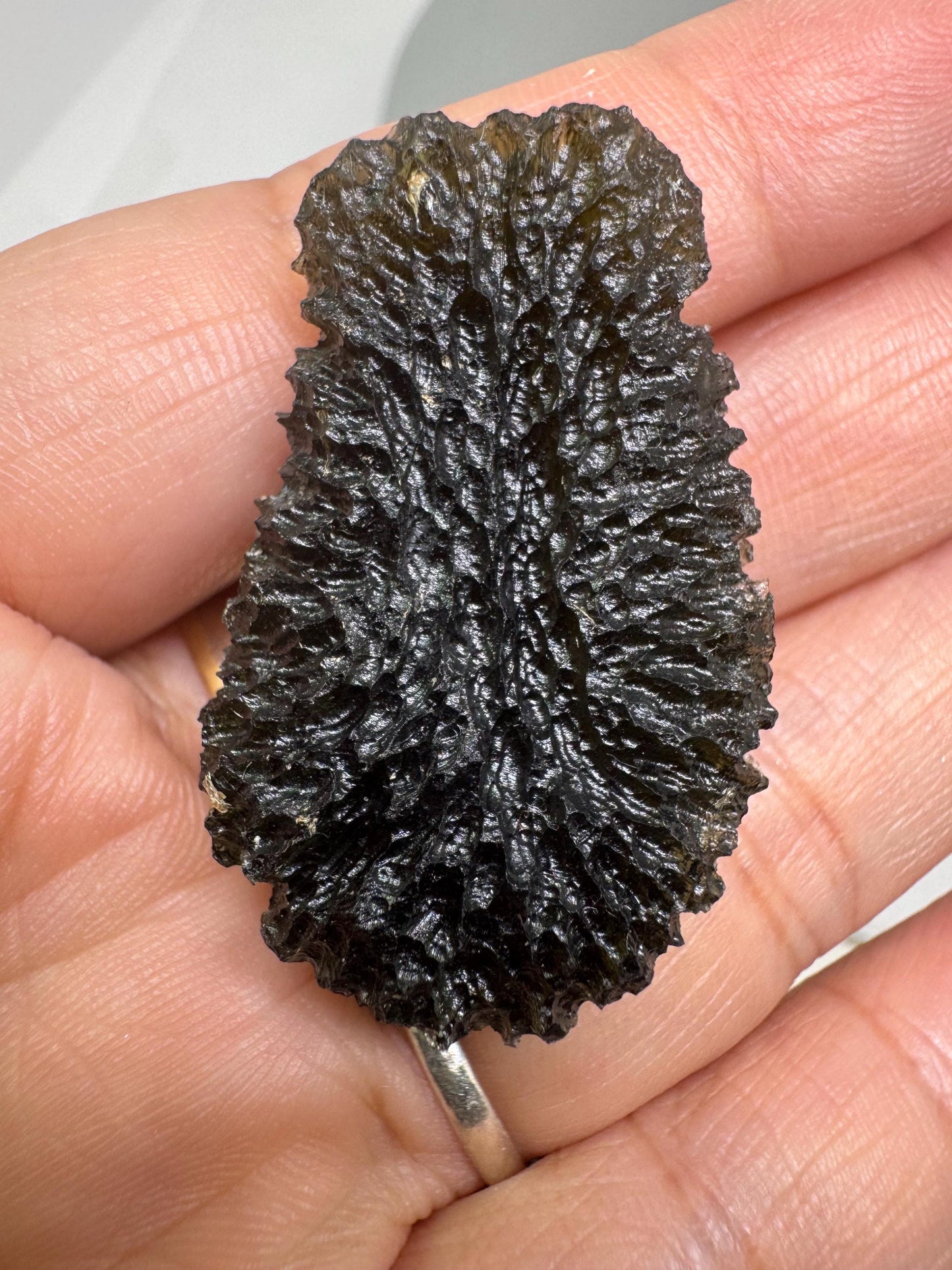 Authentic Moldavite Crystal: 10.44g Chlum Deep Texture, Czech Tektite