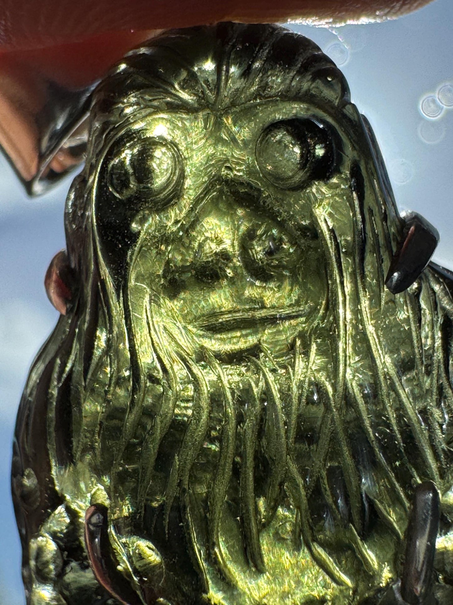 Moldavite carving Bigfoot 42.75 carats super details carved