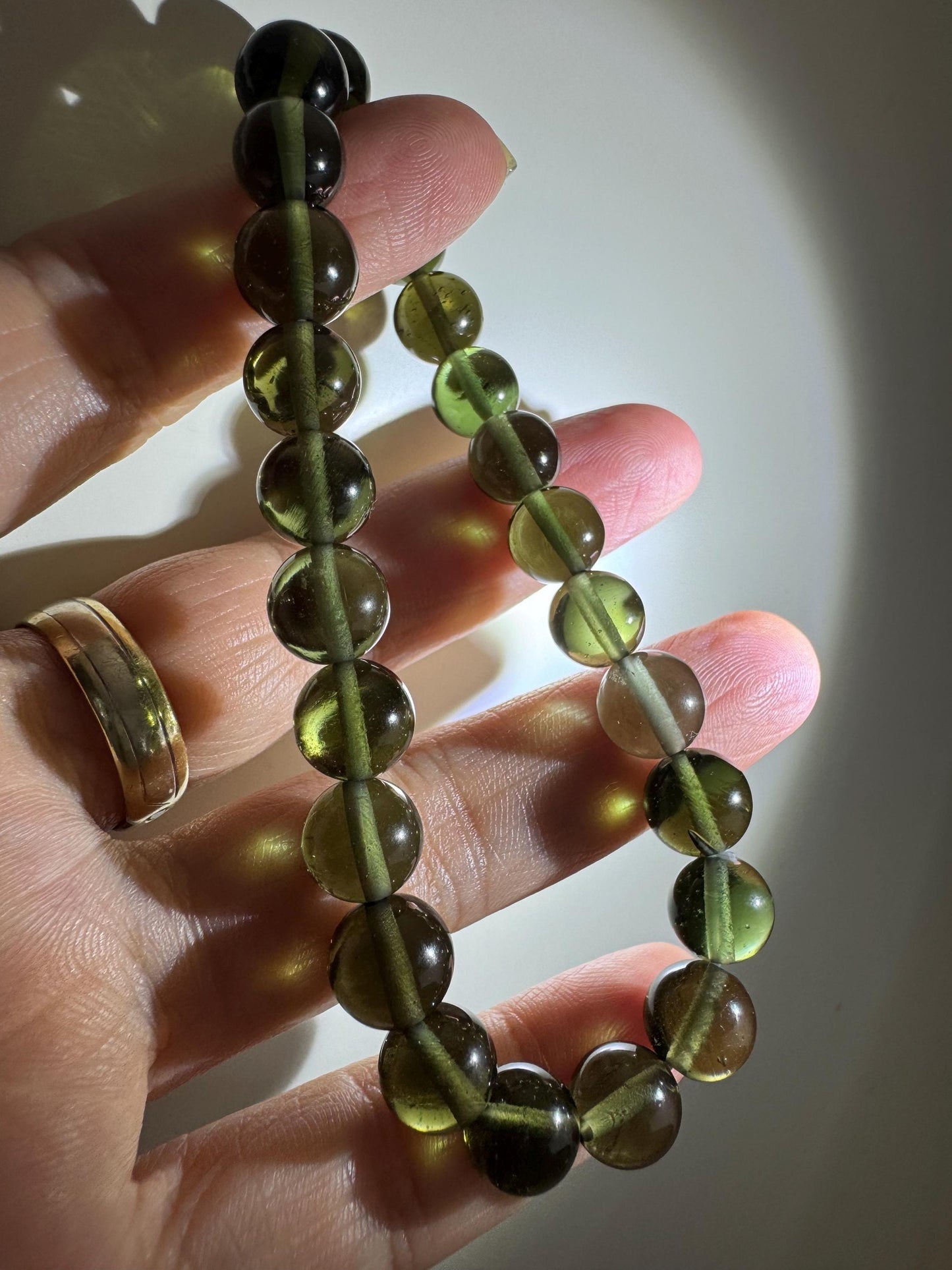 Authentic Moldavite beads 8mm+ bracelet 88.15 carats