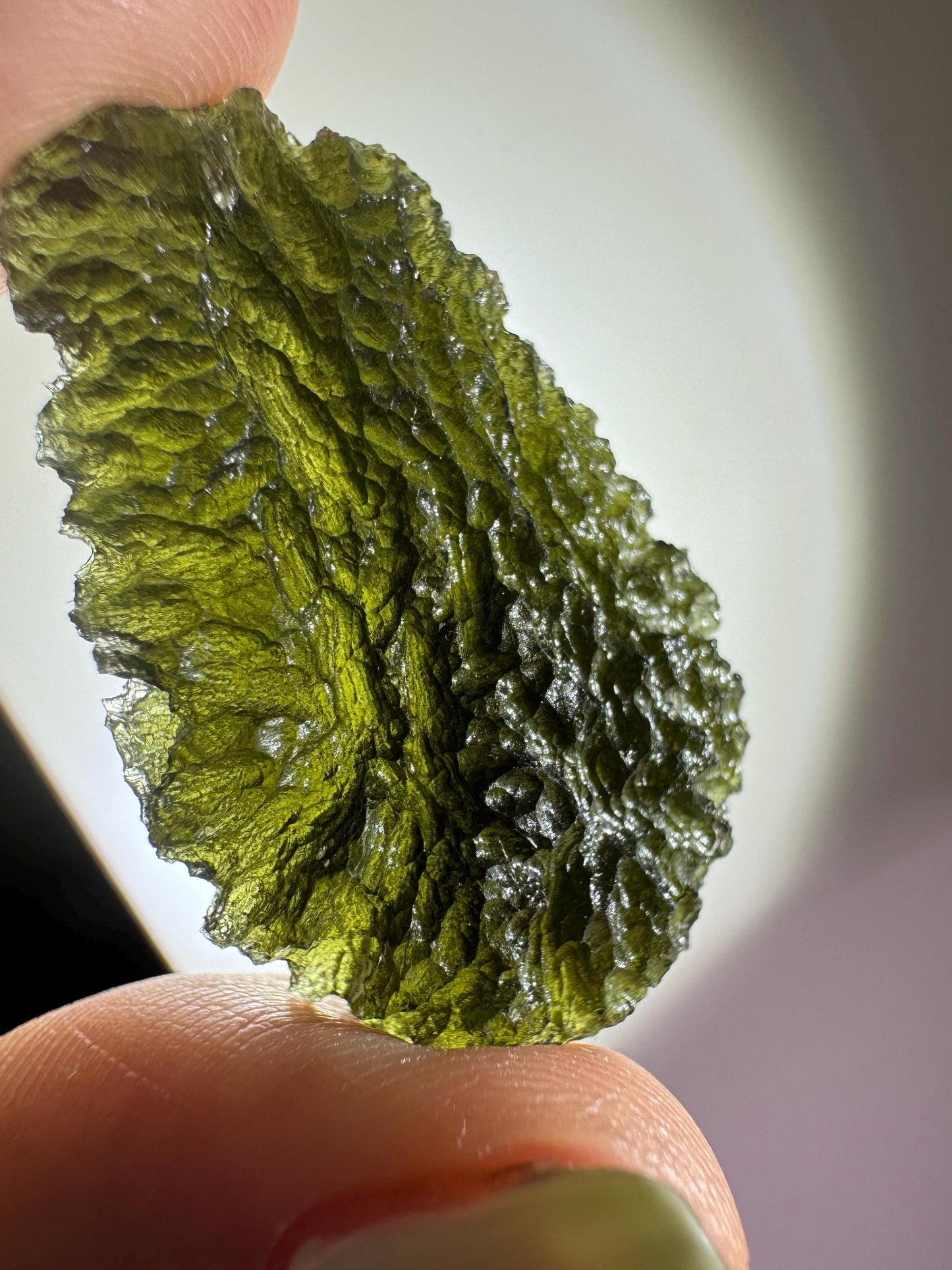 Authentic Moldavite Crystal: 10.44g Chlum Deep Texture, Czech Tektite