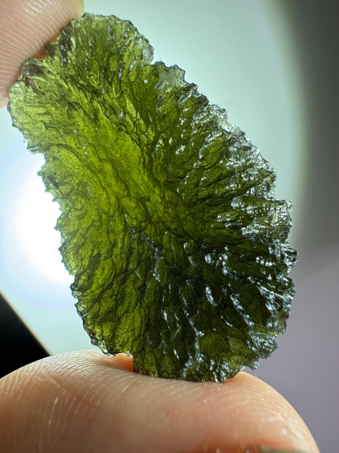 Authentic Moldavite Crystal: 10.44g Chlum Deep Texture, Czech Tektite