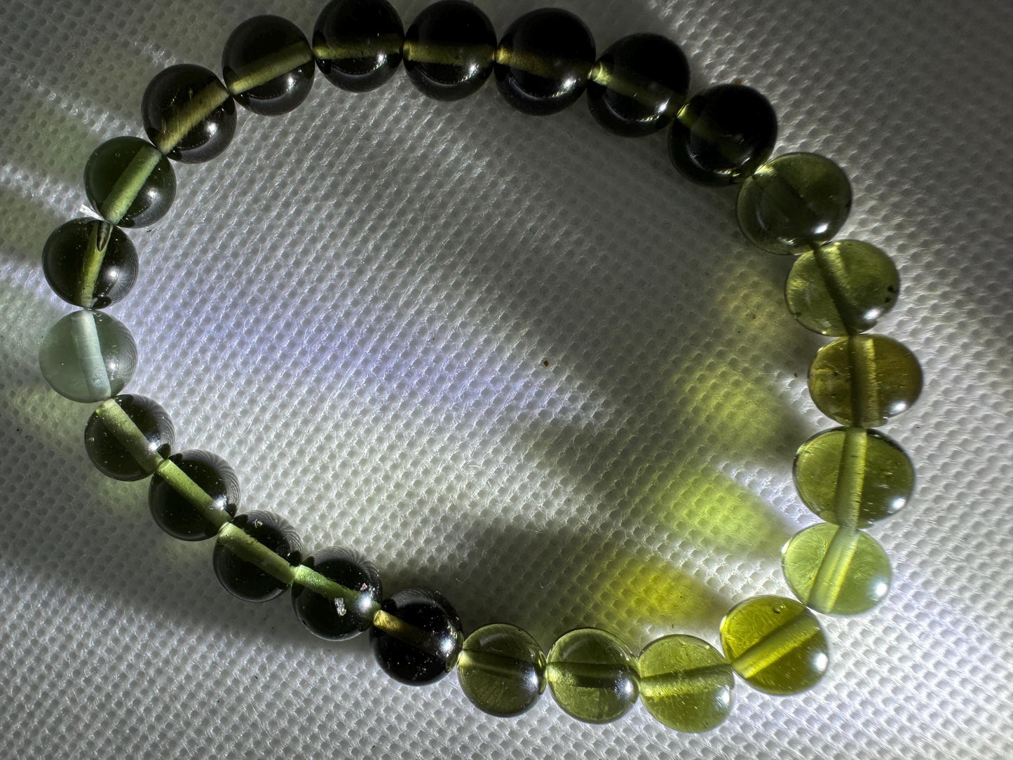 Authentic Moldavite beads 8mm+ bracelet 88.15 carats