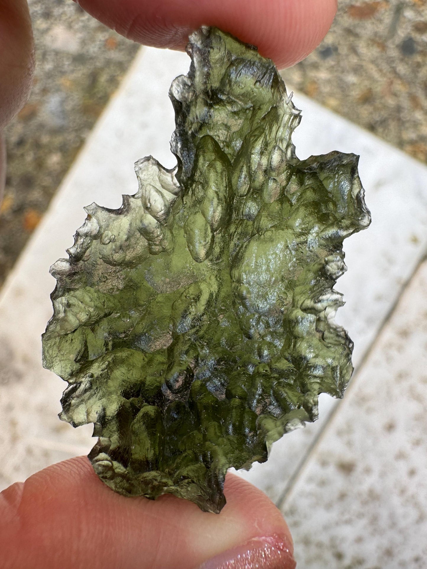 Genuine Moldavite – 8.63g | Vrabče Crater, hedgehog texture Czech Republic, fire shape