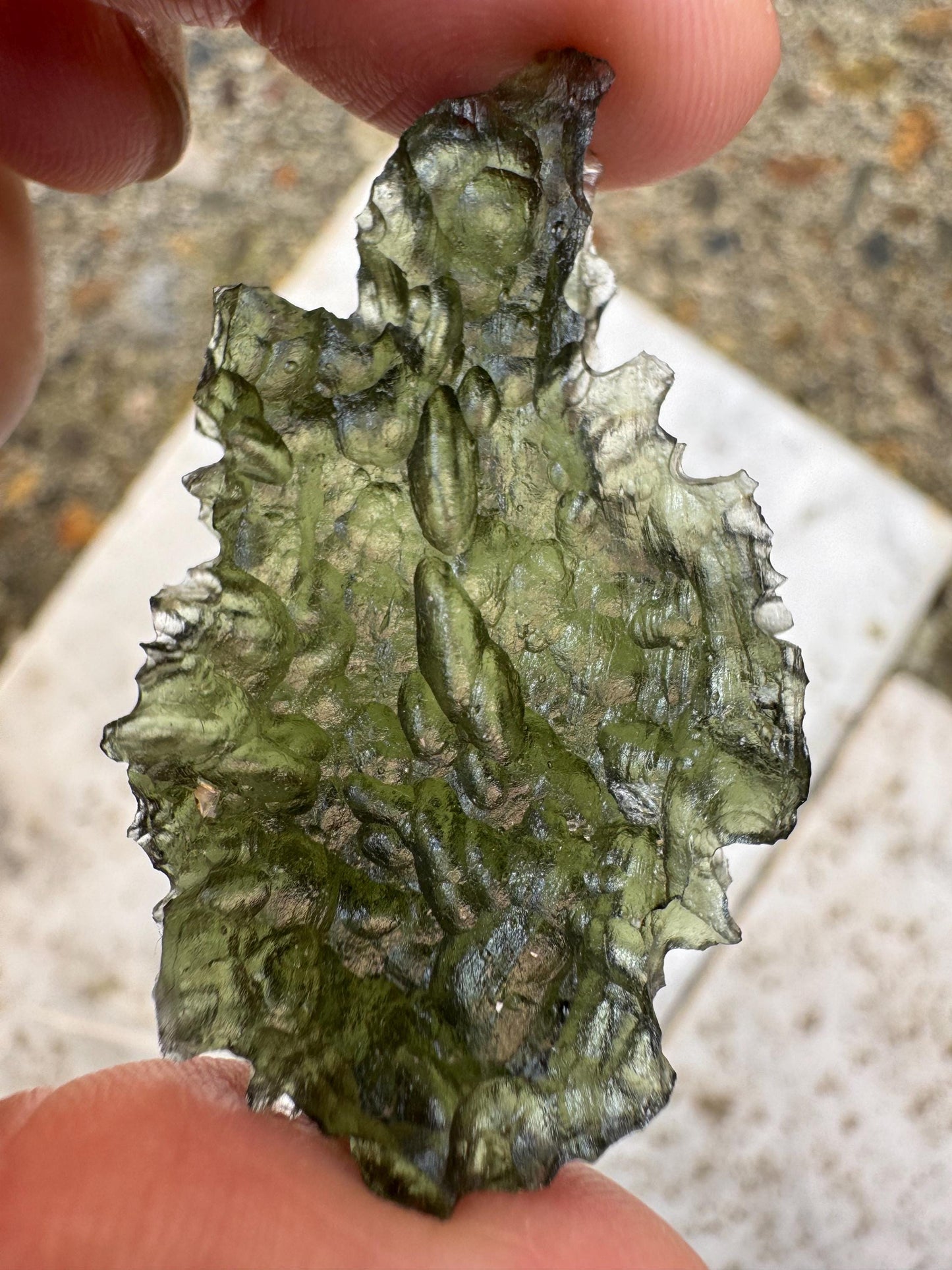 Genuine Moldavite – 8.63g | Vrabče Crater, hedgehog texture Czech Republic, fire shape