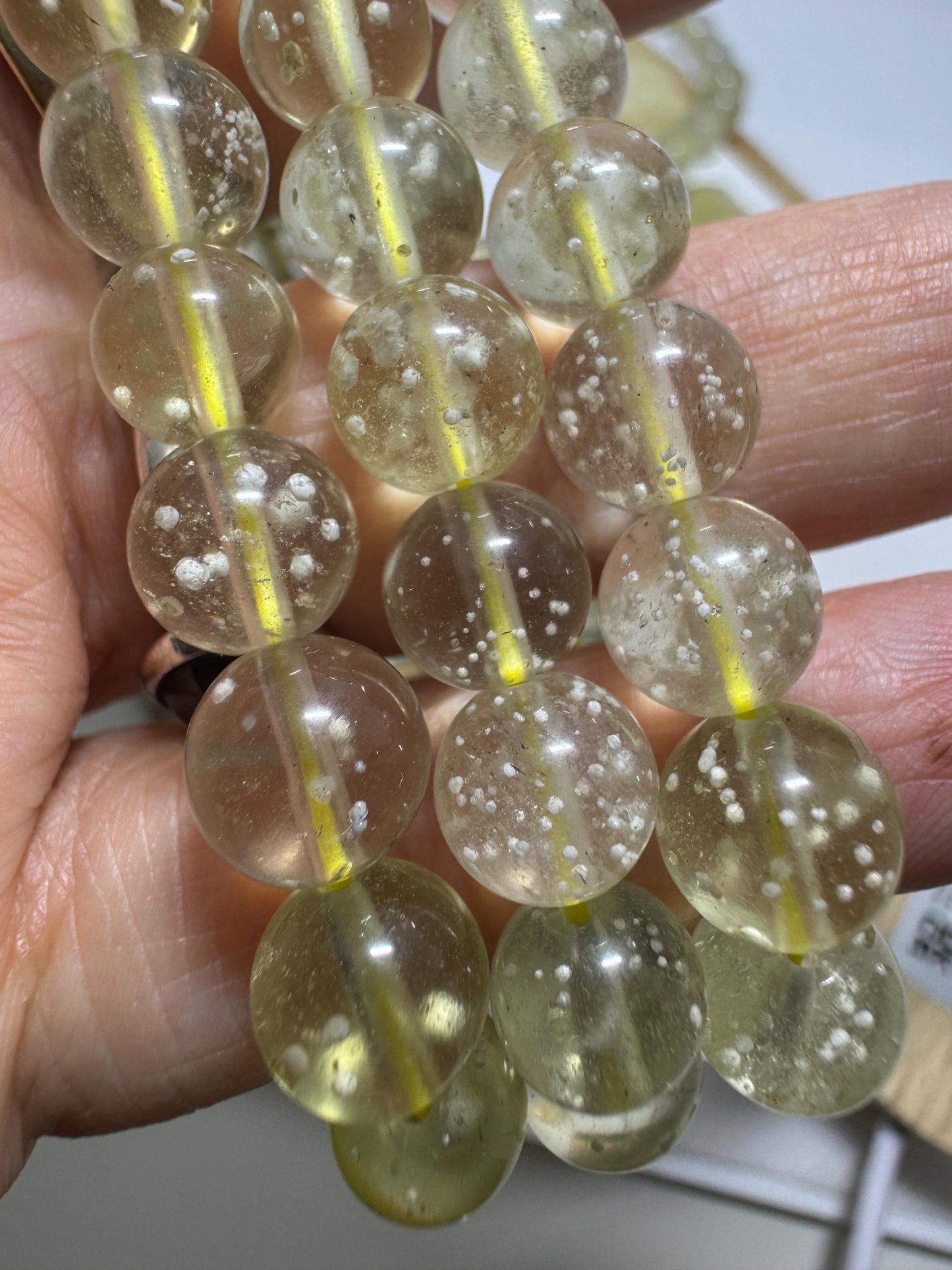 Natural Libyan Desert Glass Beads with cristobalite • 7–8mm Round • High-Clarity Strand The bracelet weight 15g+