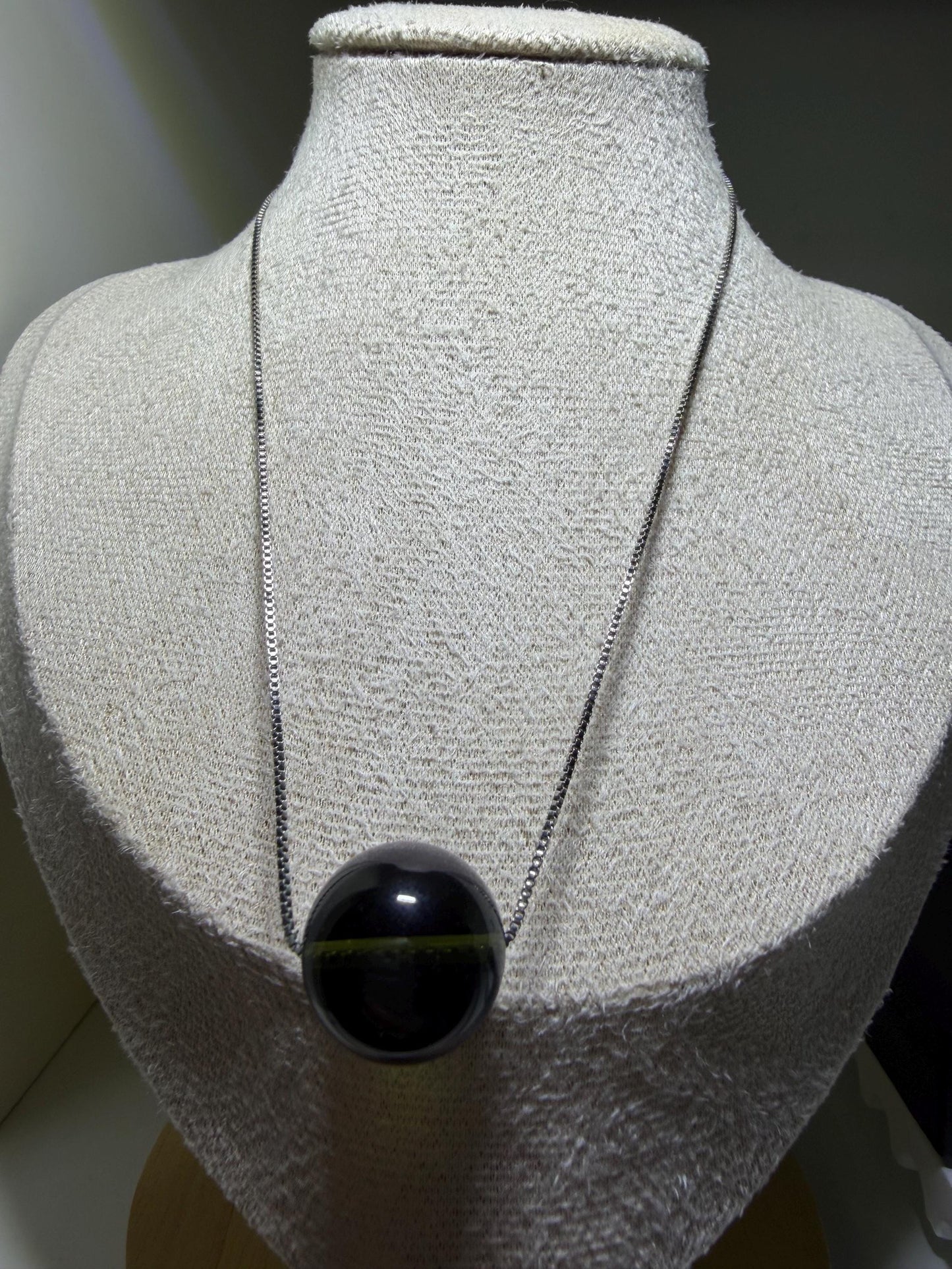 Moldavite necklace  - 925 Sterling Silver bead size 15.95 mm