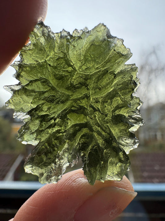 10.53g  Moldavite Besednice Jezkovna very rare and compact piece self standing shape Amongus game