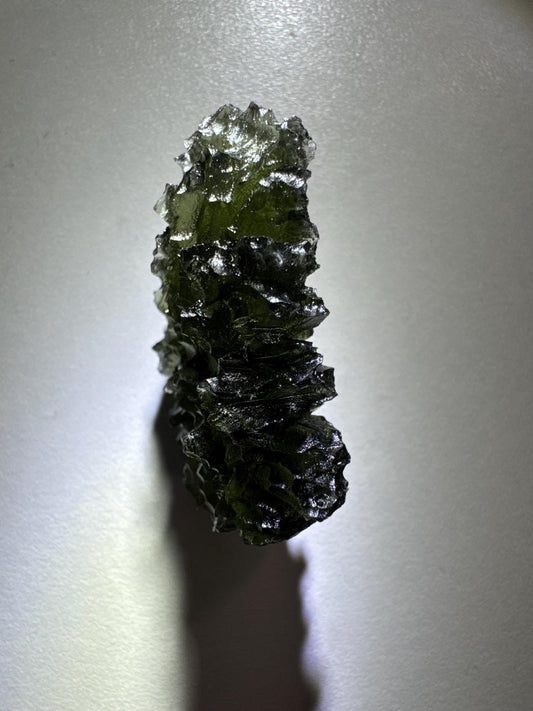 12.88g  Moldavite Besednice Jezkovna very rare and compact piece self standing