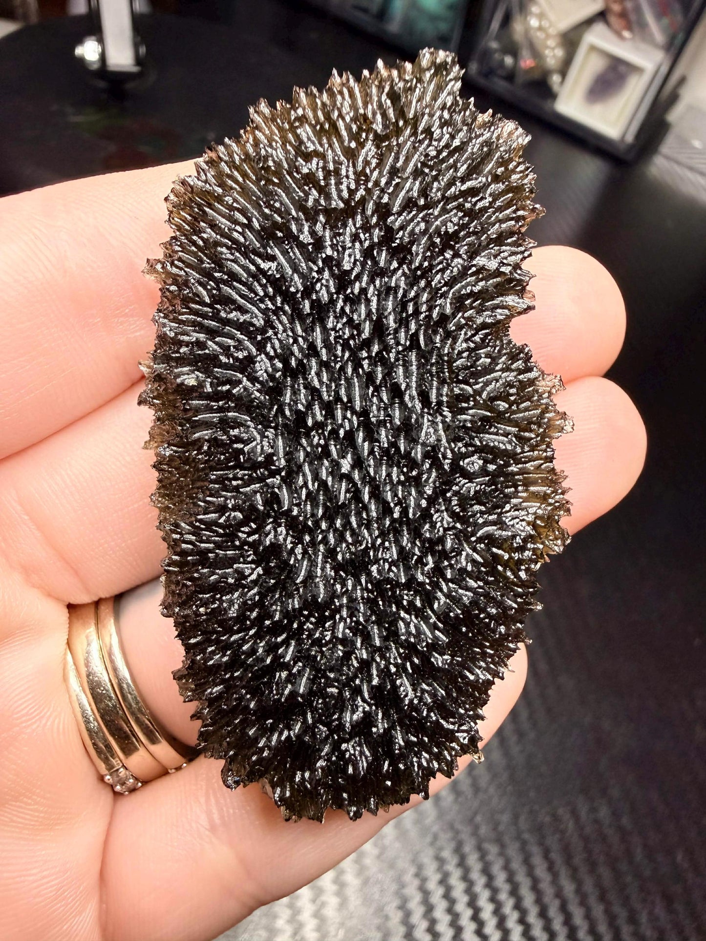 37.06g  Moldavite Maly Chlum no damages, AAA quality spiky texture very extreme rare for the size and location