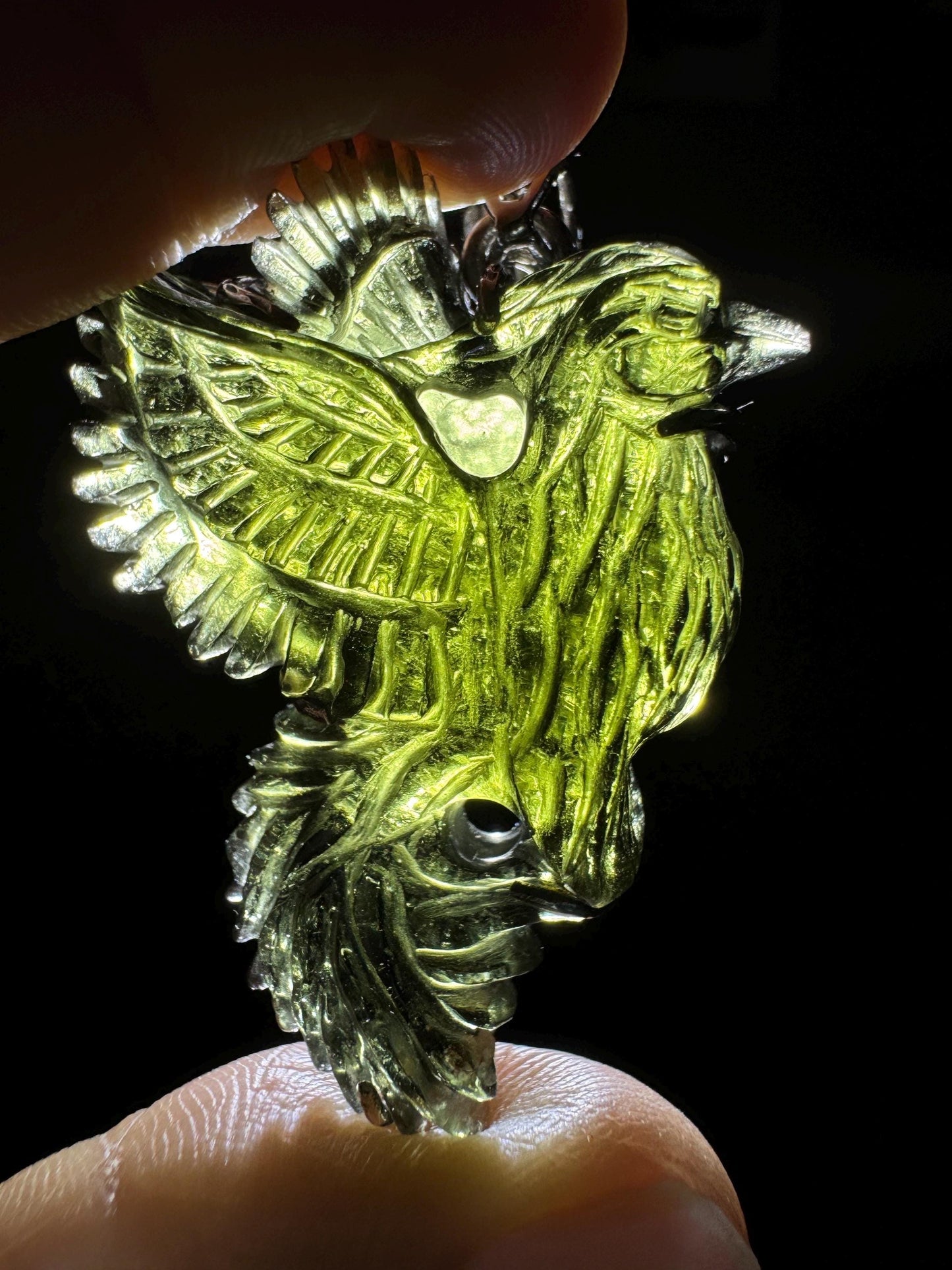 Phoenix moldavit pendants 925 silver