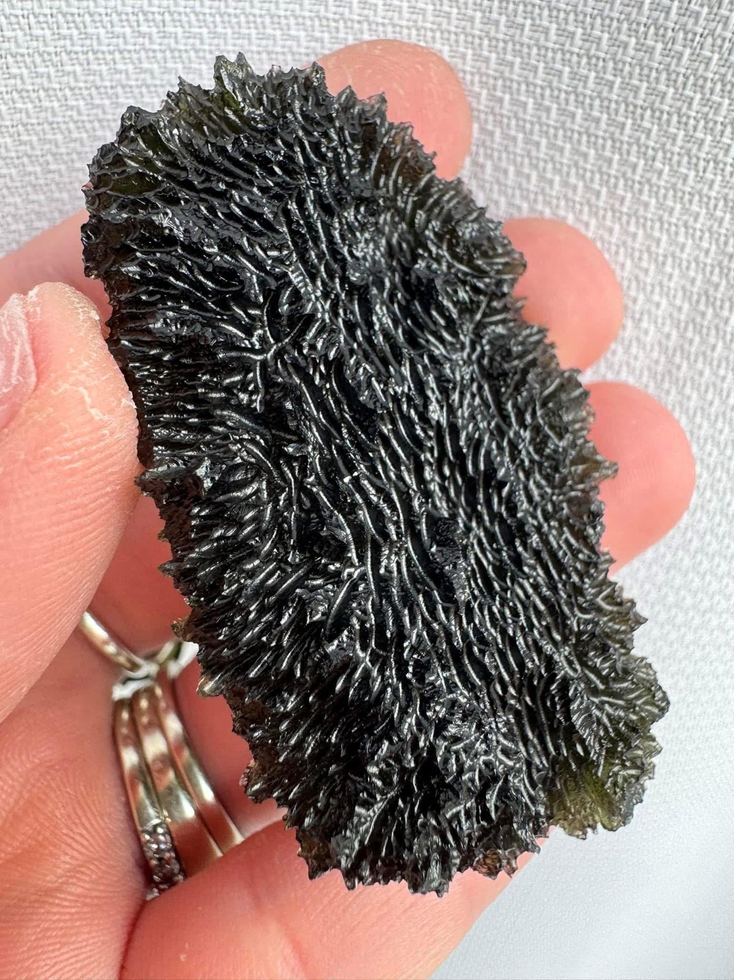 37.06g  Moldavite Maly Chlum no damages, AAA quality spiky texture very extreme rare for the size and location