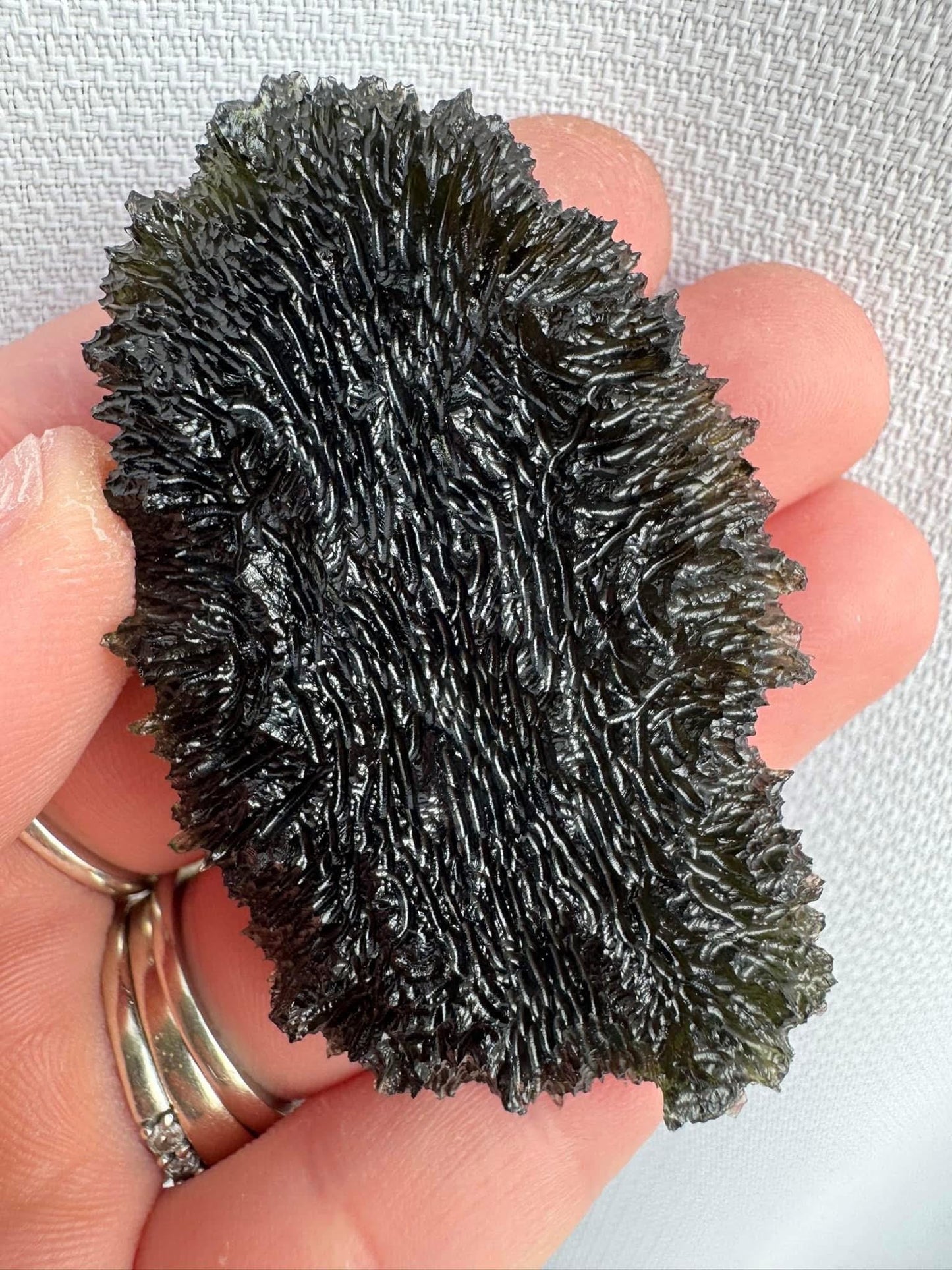 37.06g  Moldavite Maly Chlum no damages, AAA quality spiky texture very extreme rare for the size and location
