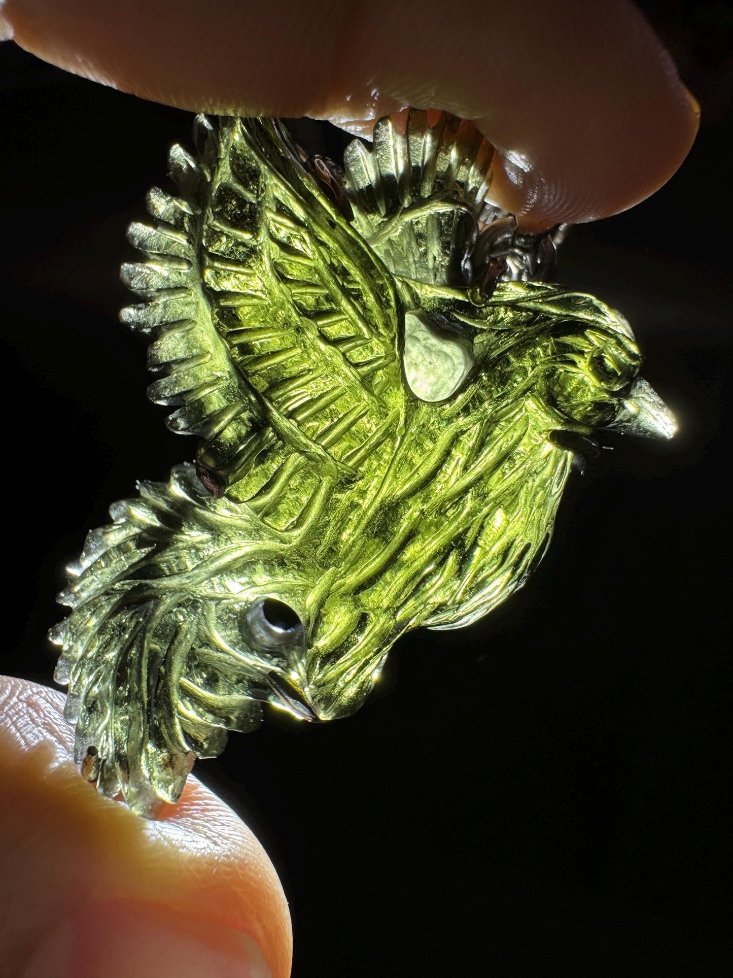 Phoenix moldavit pendants 925 silver