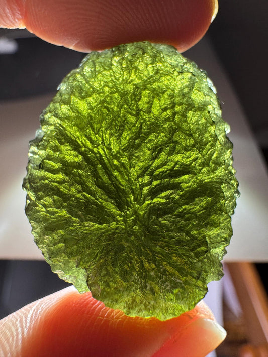 14.04g Chlum moldavite avocado shape  green color very nice to add for your collection