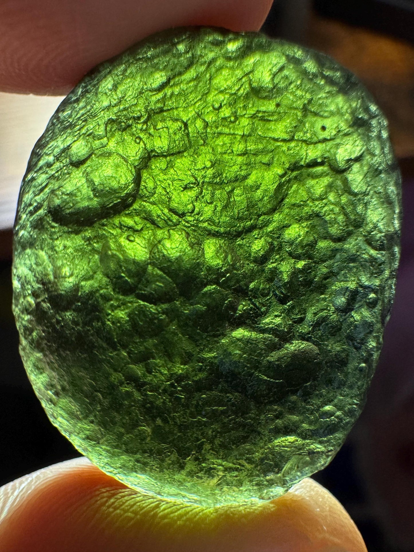 9.67g Vrabce Moldavite: compact shape nice color smooth texture